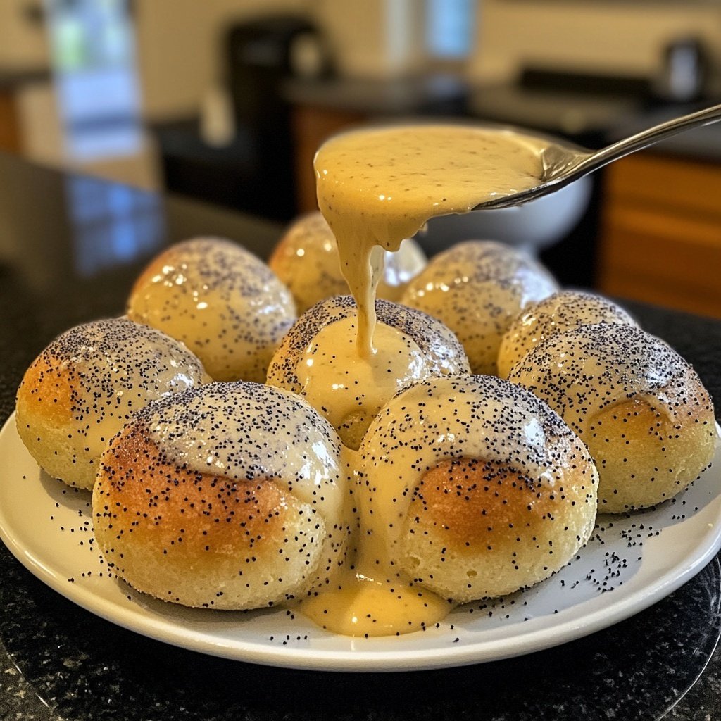 Germknödel mit Vanillesauce und Mohnzucker