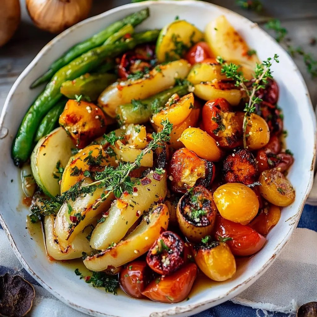 Bunte Gemüseplatte mit Maronen und Rosmarin