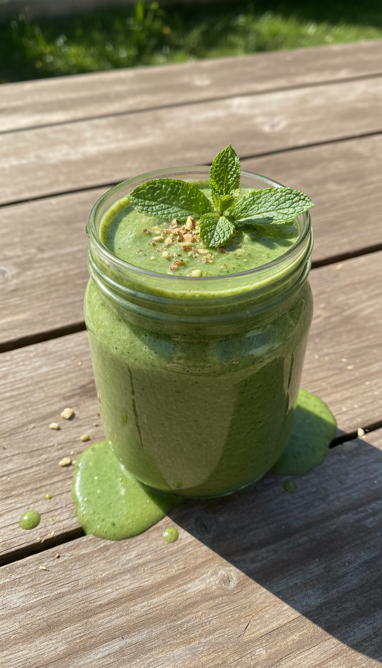 Grüner Smoothie mit Nüssen