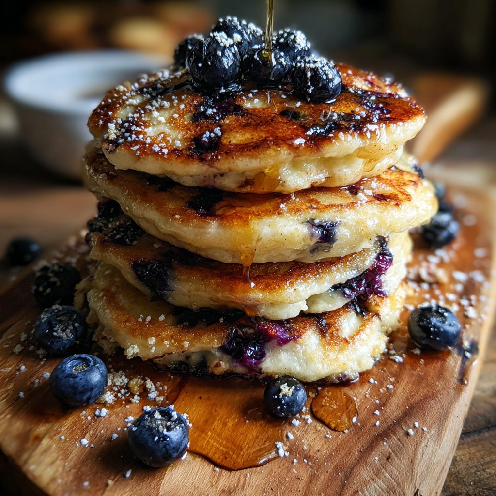 Blaubeer-Hüttenkäse-Pfannkuchen