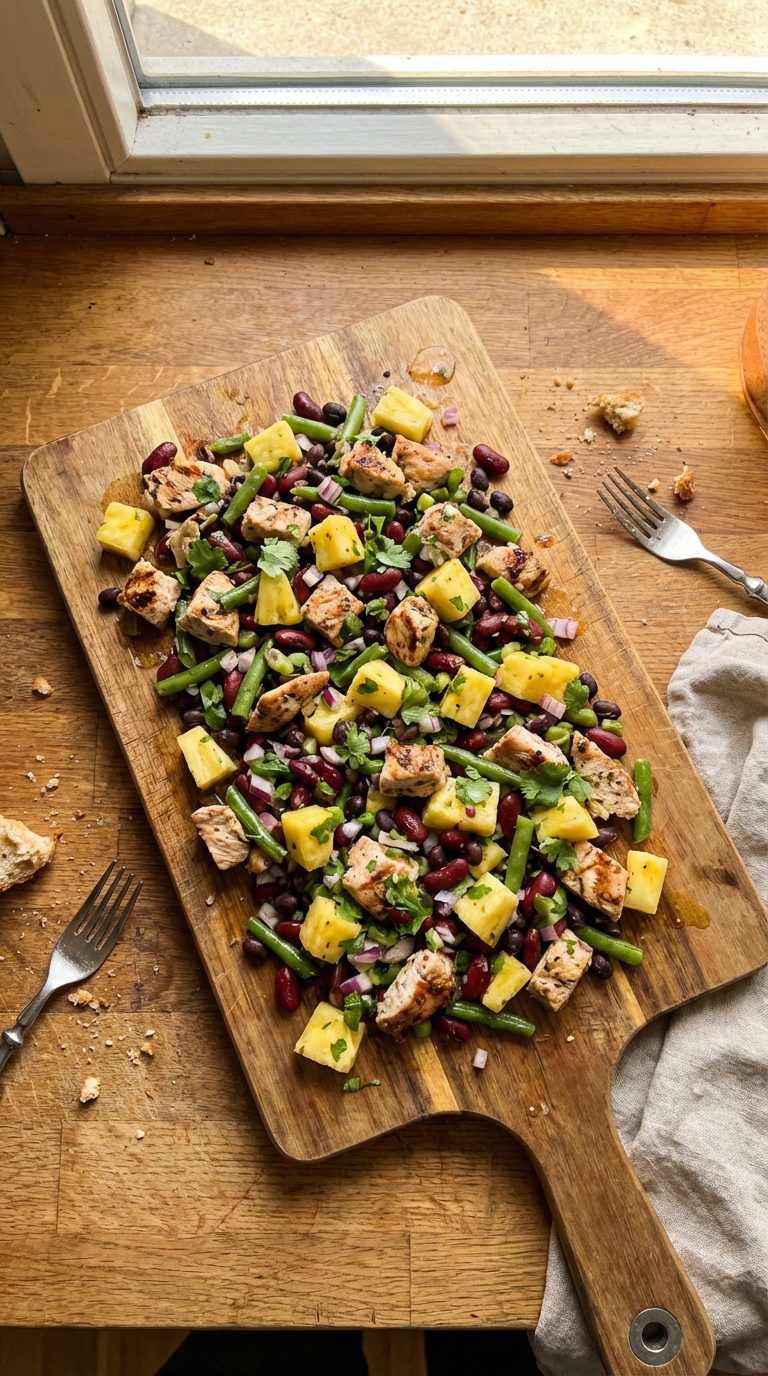Ananas Hähnchen Bohnen Salat