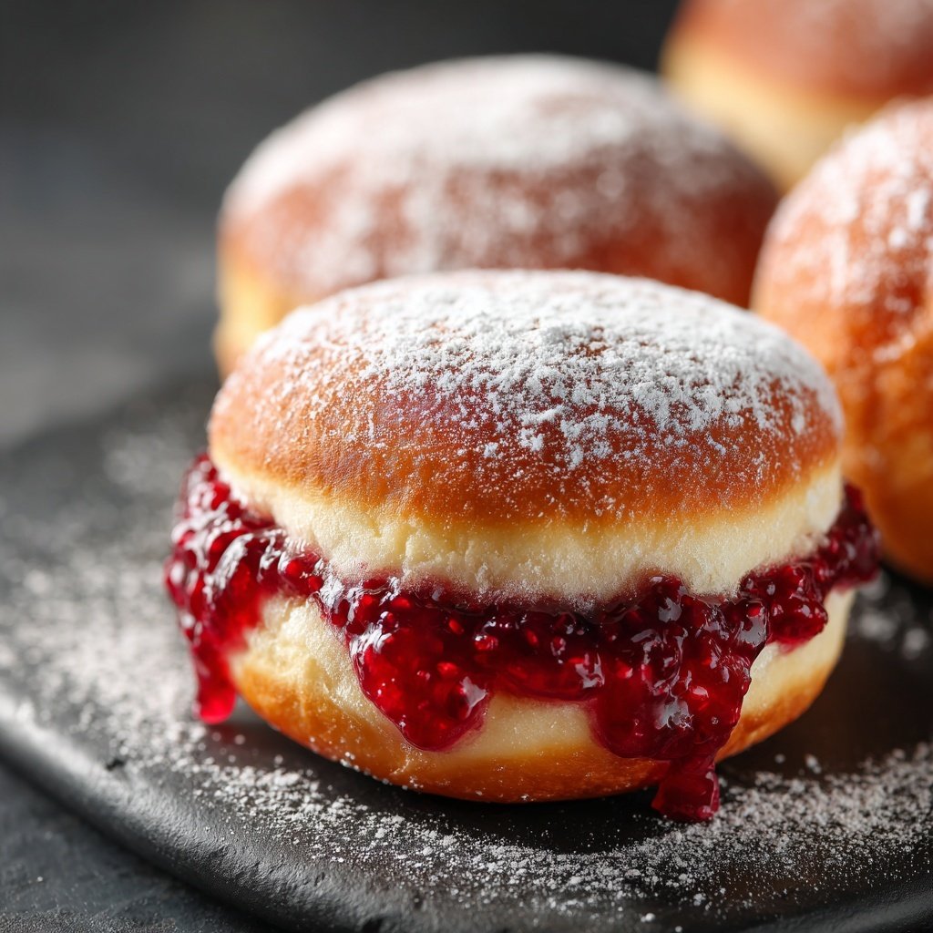 Weiche, mit Marmelade gefüllte Berliner