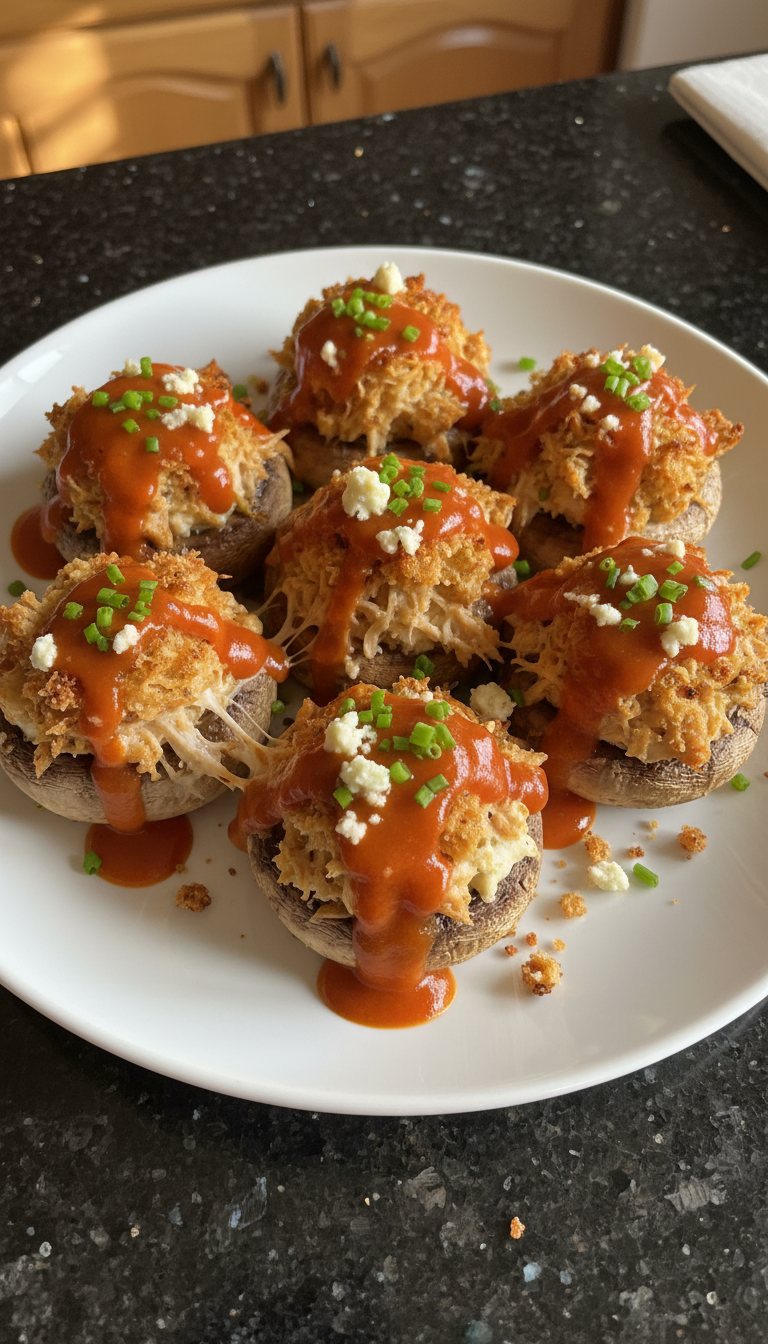 Buffalo Hähnchen Gefüllte Champignons​