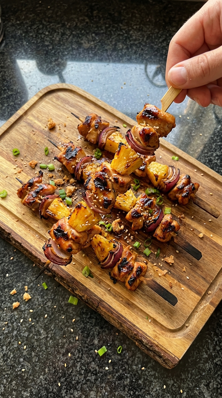 Teriyaki Ananas Hähnchen Spieße