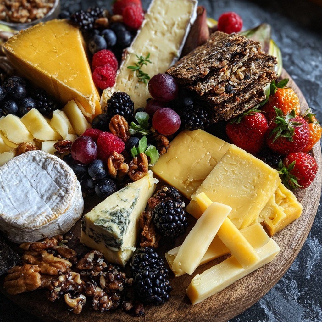 Grazing Board mit Käse und Früchten