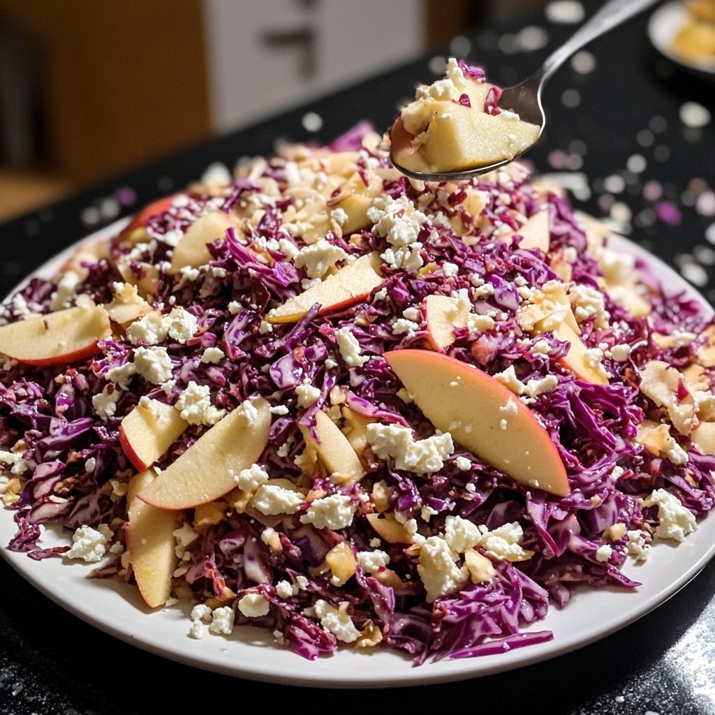 Rotkohlsalat mit Apfel und Feta
