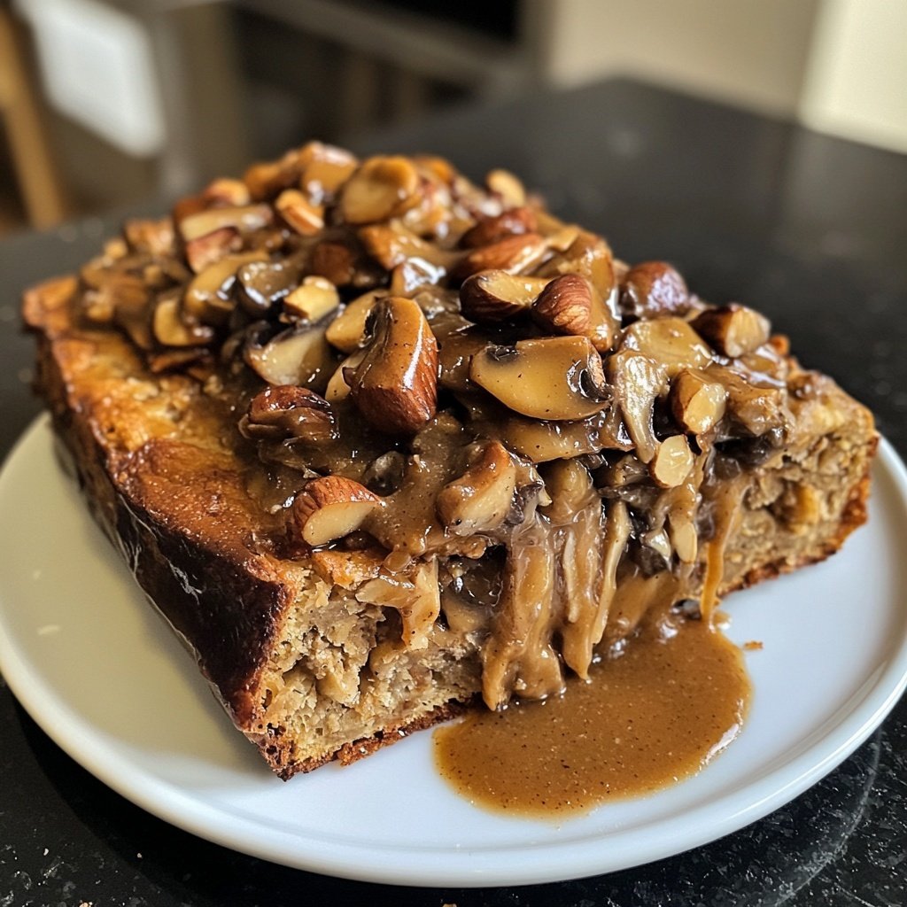 Vegetarischer Nussbraten mit Pilzrahmsauce