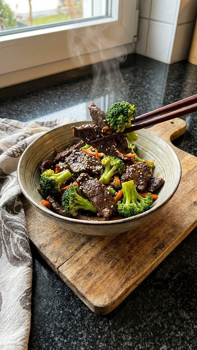 Herzhaftes Rind Brokkoli Wokgericht