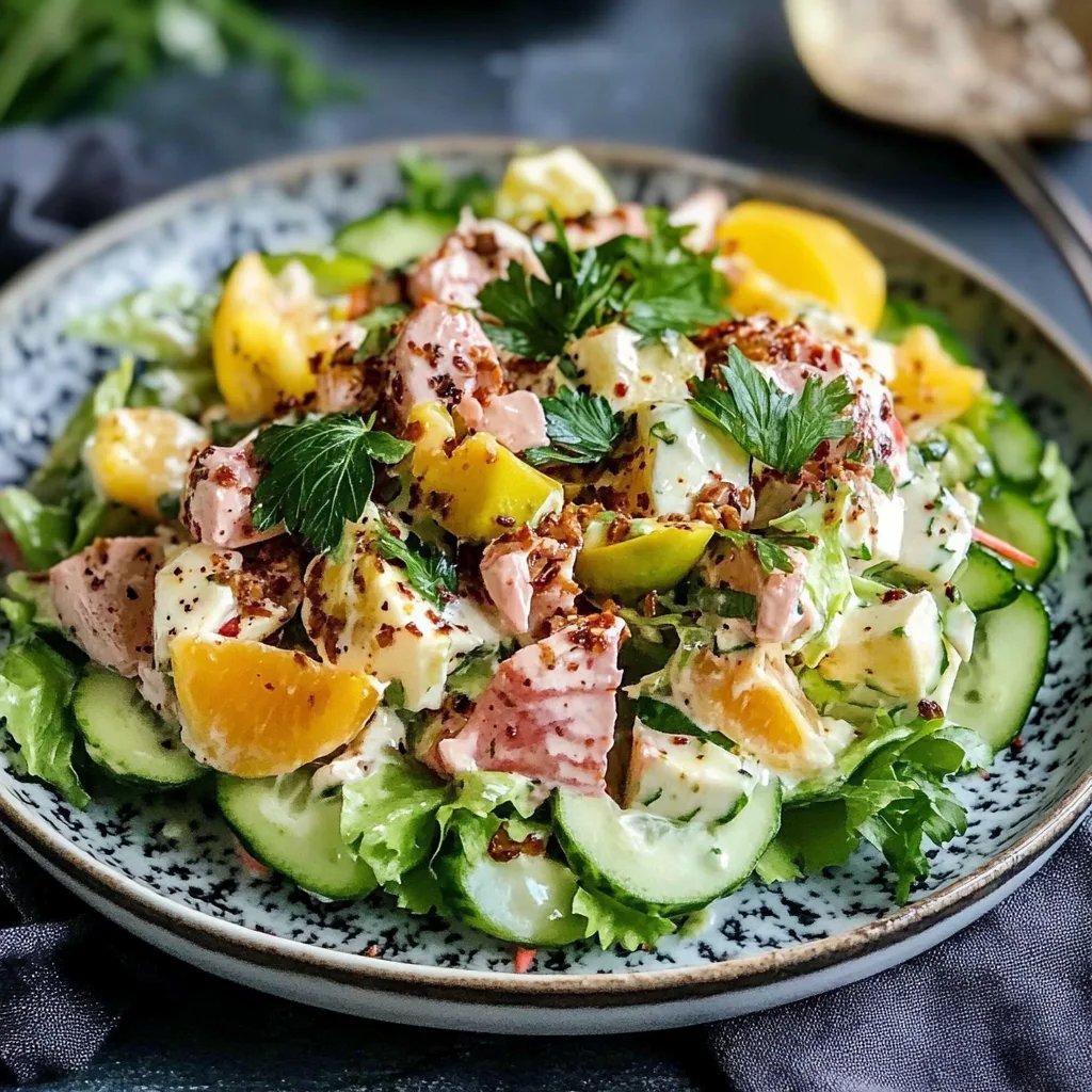 Herzhafter Eier-Gurken-Thunfischsalat mit cremigem Dressing
