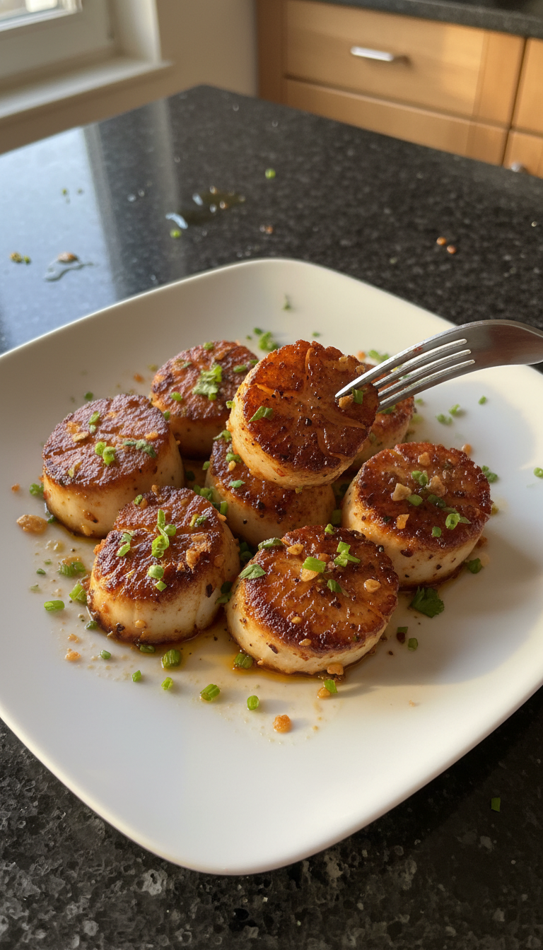 Extrem Scharfe Gebratene Jakobsmuscheln