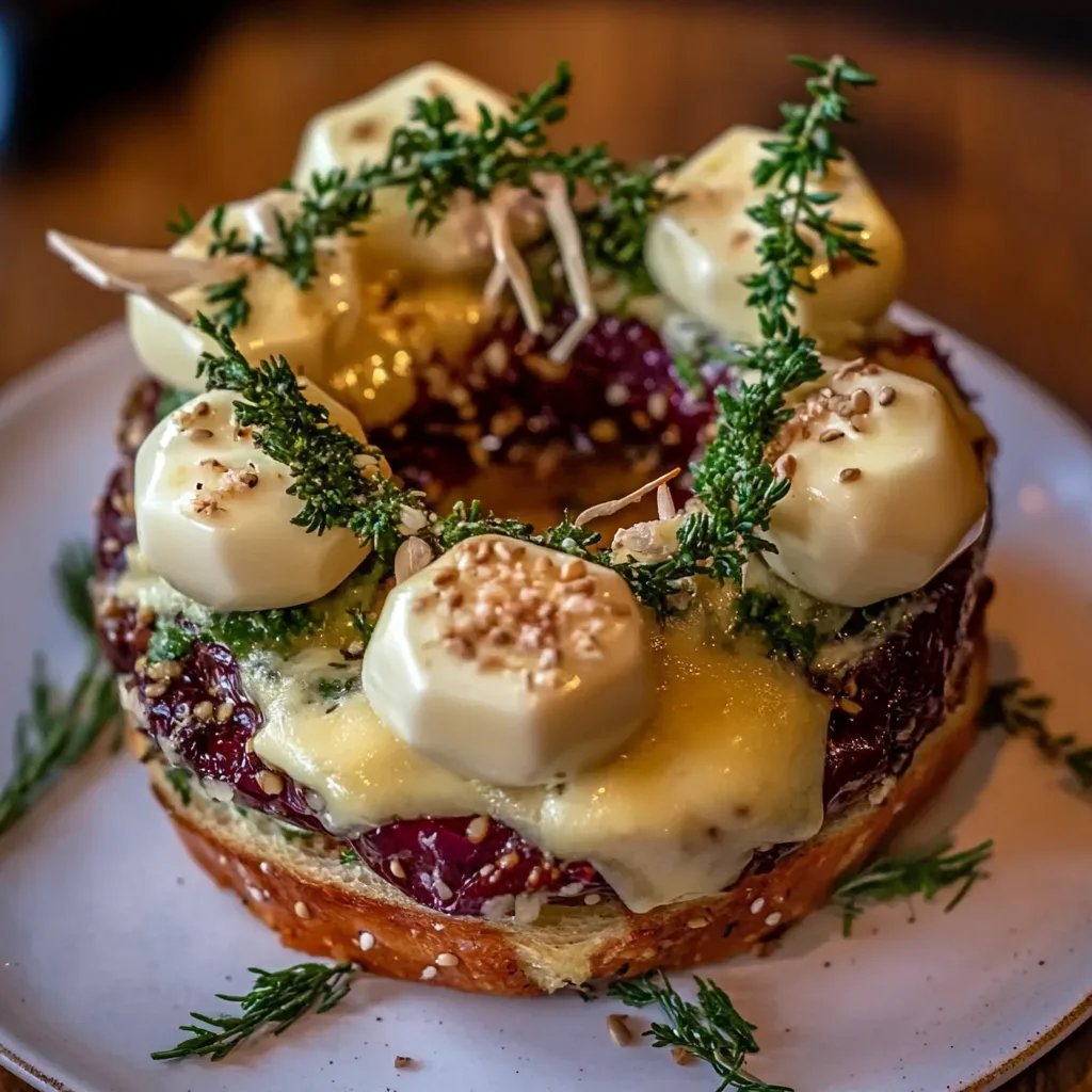 Festlicher Vorspeisen Snack Kranz mit Käse
