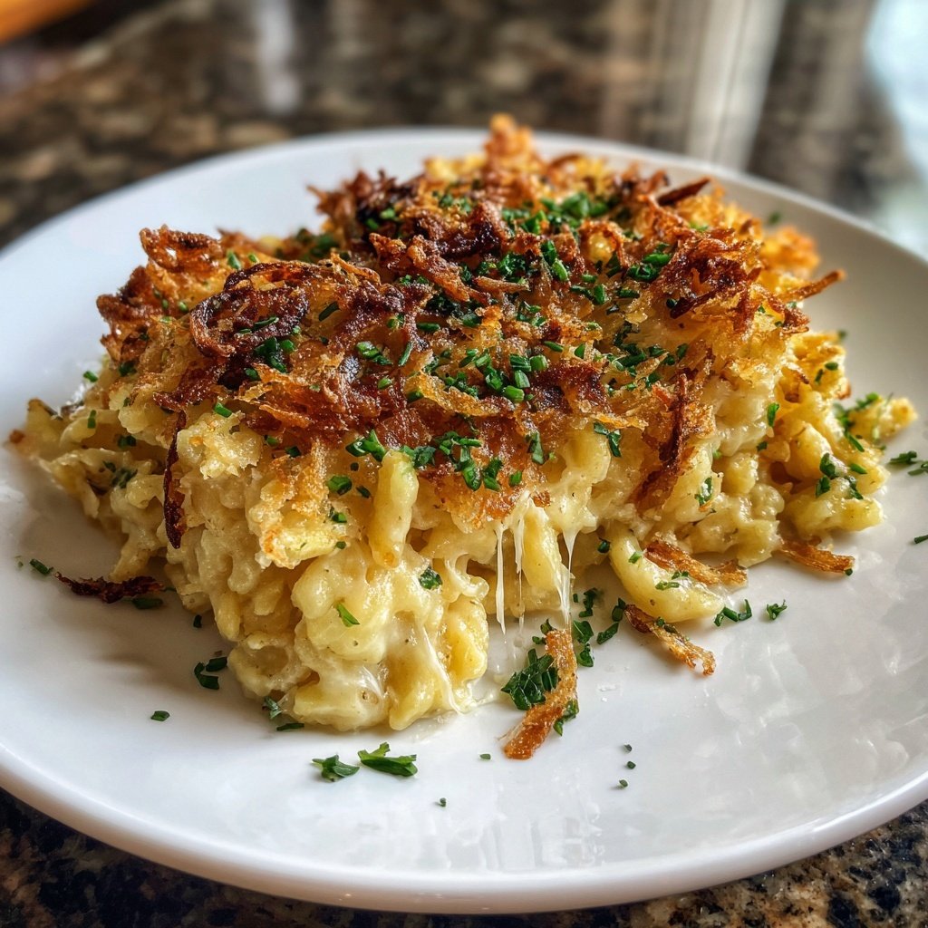 Käsespätzle mit Röstzwiebeln und Schnittlauch