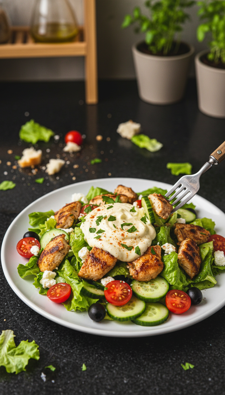 Mediterraner Hähnchen Salat mit Aioli